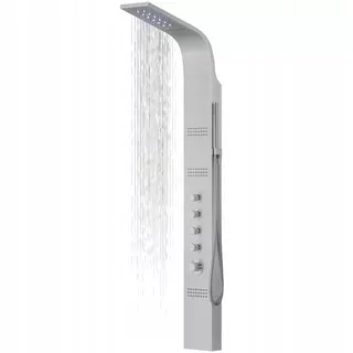 Kaskádový sprchový panel Corsan s hydromasážou, strieborný termostat